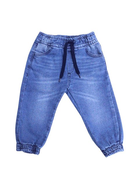 Calça Bebe Menino Jeans Punho Elástico Byla Bob