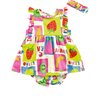 02 vestido body bebe menina frutinhas c faixa de cabelo fakini