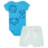 02 conjunto bebe menino body safari shorts listrado kiko baby
