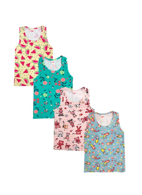 01 kit 4 regatas menina estampas sortidas