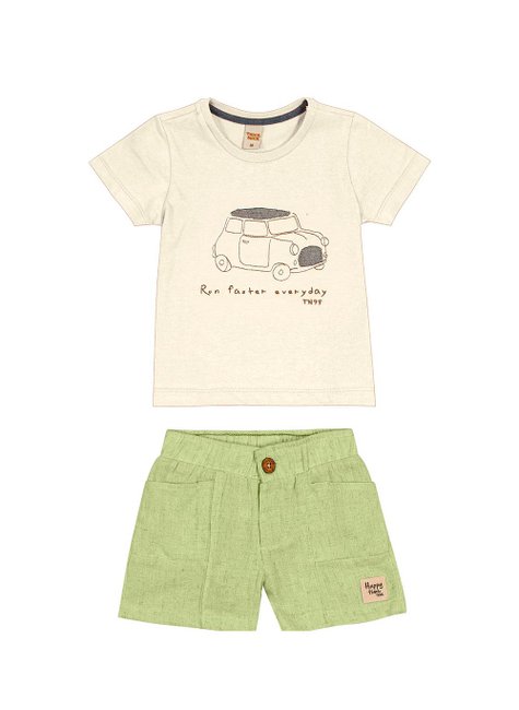 02 conjunto menino camiseta e bermuda carro trick nick