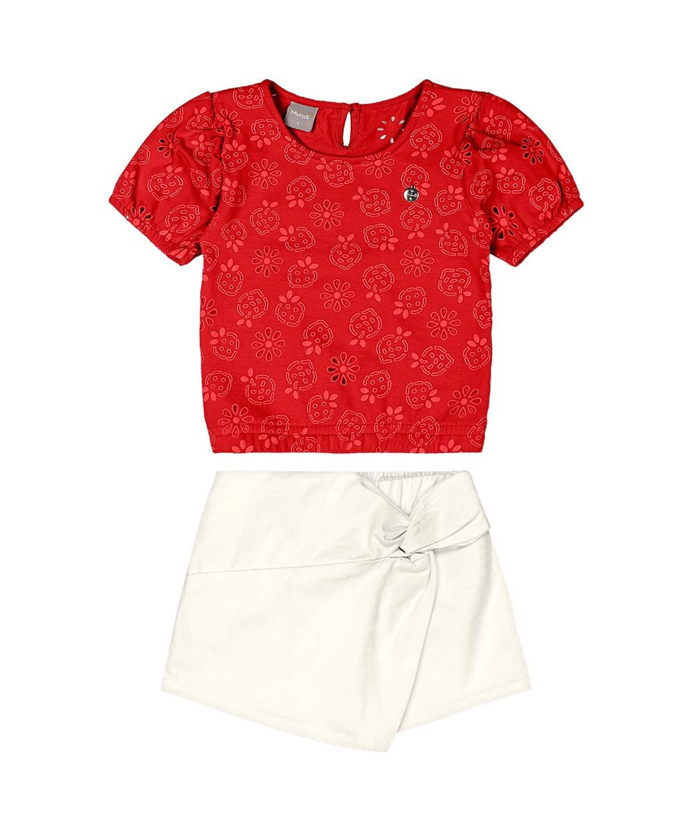 m a y .♡ Conjunto Menina Cropped e Shorts Saia Frutinhas - Mundi