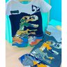 04 pijama menino camiseta e bermuda dino esqueleto brilha no escuro kyly branco