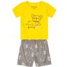 01 conjunto bebe menino camiseta e bermuda bordado dog brandili caramelo