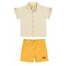02 conjunto menino camisa e bermuda botoes amadeirados coloritta