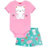 02 conjunto bebe menina body e short gatinha kyly