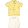 01 conjunto menino camisa e bermuda sarja mundi