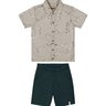 02 conjunto menino camisa e bermuda sarja mundi
