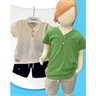 03 conjunto menino camiseta e bermuda sarja botoes amadeirados fbr