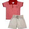 01 conjunto bebe menino polo e bermuda listrado angero