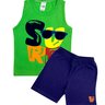 02 conjunto menino regata e bermuda trator shuma kids