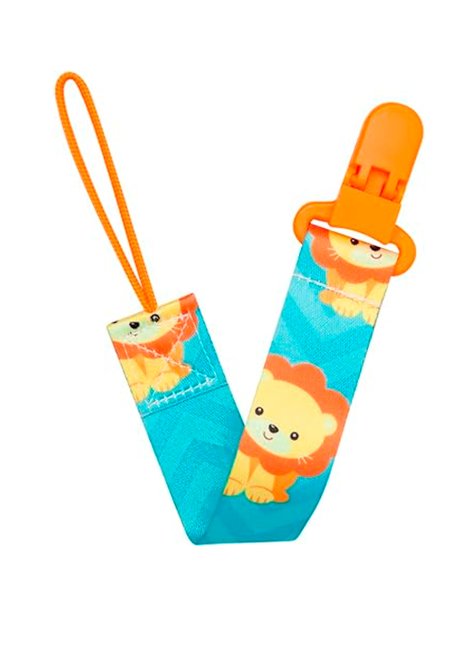 01 prendedor de chupeta bebe menino leao buba