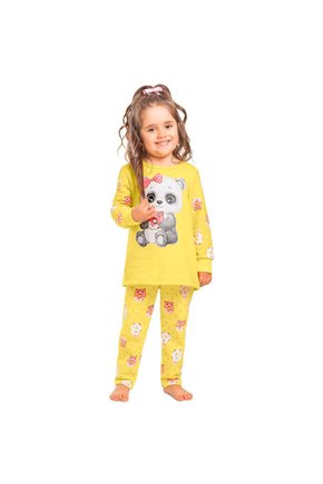 04 pijama menina moletom flanelado panda brilha no escuro kyly