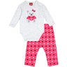 01 conjunto bebe menina body e calca flanelada ursinha kyly