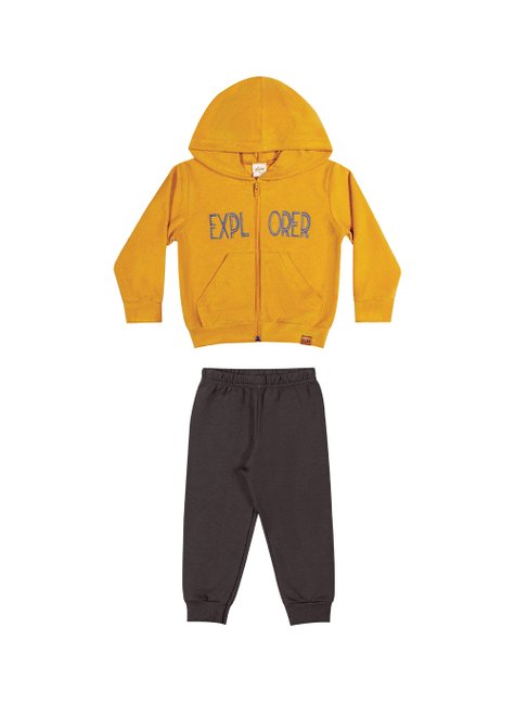 Conjunto Jaqueta Veludo e Calça Moletom Menino Explorer Elian