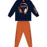 02 conjunto flanelado menino blusao e calca moletom fone kyly