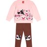 04 conjunto menina blusao e calca legging flanelada gatinho fashion kyly