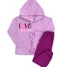 03 conjunto menina blusao e calca moletom love ursinho shuma kids