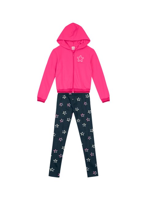 03 conjunto menina flanelado jaqueta e legging estrelas brandili