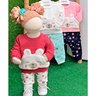 01 conjunto bebe menina flanelado blusao e calca moletom ursinho floral brandili off white p