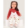 02 conjunto bebe menina flanelado blusao e calca moletom ursinho floral brandili off white p