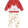03 conjunto bebe menina flanelado blusao e calca moletom ursinho floral brandili off white p