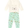 05 conjunto bebe menina flanelado blusao e calca moletom ursinho floral brandili off white p