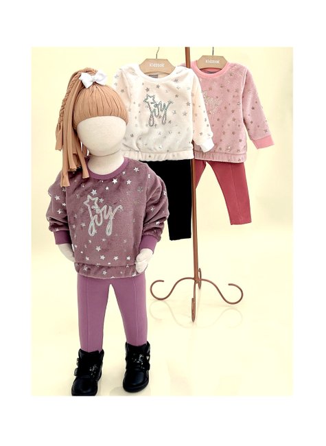 08 conjunto menina blusao peluciado e legging molecotton joy coloritta
