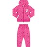 02 conjunto menina flanelado jaqueta c capuz e calca raminhos pompom angero