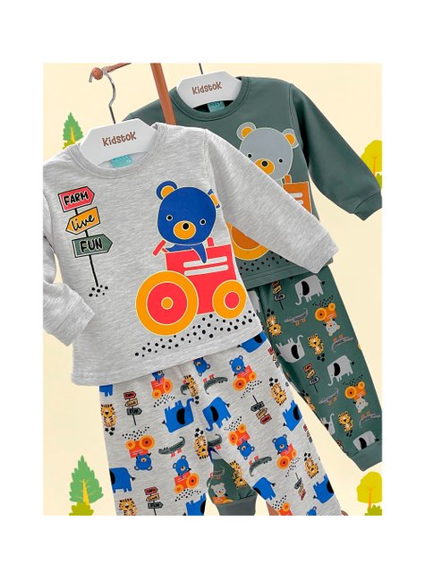 01 pijama menino moletom flanelado blusao e calca ursinho brilha no escuro kyly
