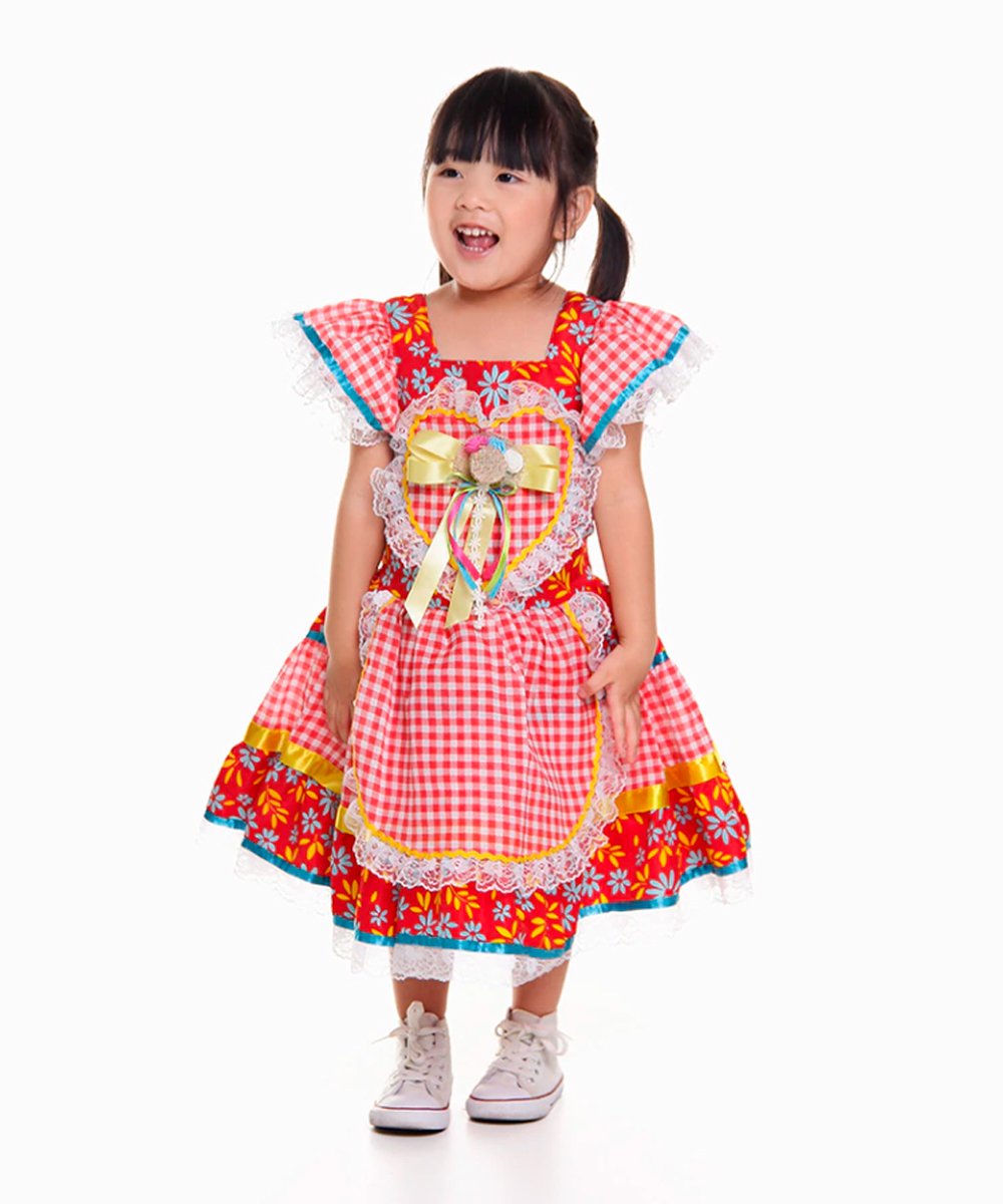 Vestido Menina Festa Junina Floral - Muvil&ecirc;