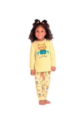 01 pijama menina flanelado gatinho brilha no escuro kyly