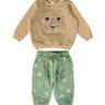 01 conjunto bebe menino blusao peluciado leao e calca moletom malwee