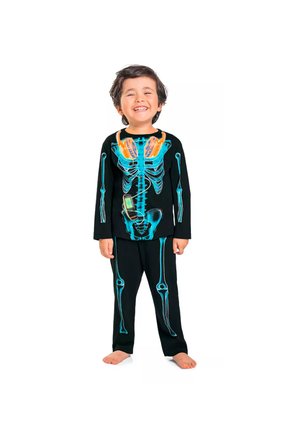 02 pijama menino camiseta e calca esqueleto kyly