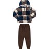 02 conjunto menino casaco pelo xadrez e moletom angero