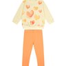 01 conjunto bebe menina flanelado blusao e legging coracoes carinhoso