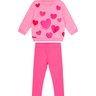 03 conjunto bebe menina flanelado blusao e legging coracoes carinhoso