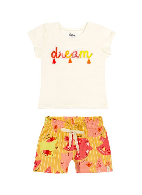 03 conjunto menina blusa e short dream elian amarelo g