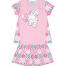 02 pijama camiseta e short menina gatinha kyly rosa claro 4