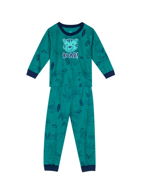 02 pijama menino camiseta e calca tigre roar brilha no escuro brandili verde claro 8