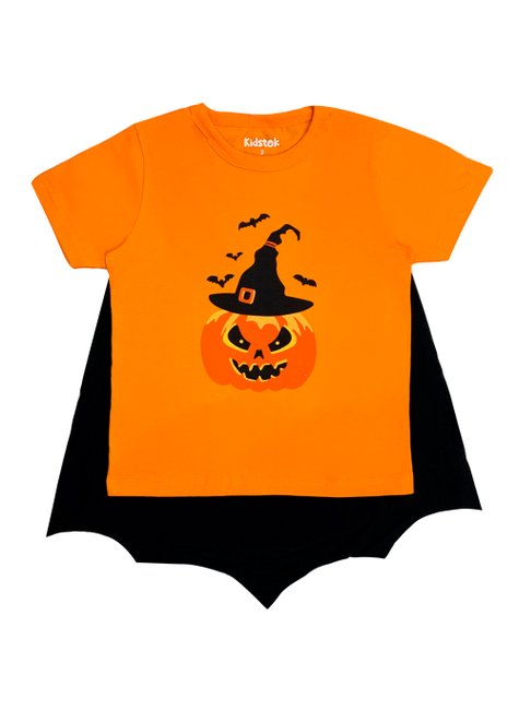 Camiseta Menino Halloween Abóbora Kidstok