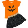 01 conjunto menina blusa e saia tule halloween abobora kidstok laranja 3