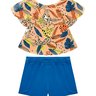 01 conjunto menina blusa folhagem e short moletinho nanai preto 1