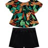 02 conjunto menina blusa folhagem e short moletinho nanai preto 1