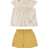 05 conjunto menina blusa bordado laco e short angero bege m