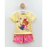 03 conjunto menina blusa e short ursinho laco catolele amarelo 2