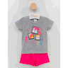 02 conjunto menina blusa e short cachorrinho catolele