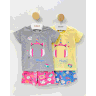 01 conjunto menina blusa e short unicornios catolele amarelo 4