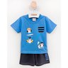 01 conjunto menino camiseta e bermuda moletinho pinguim catolele azul 3