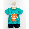04 conjunto menino camiseta e bermuda moletinho guaxinim kyly verde g
